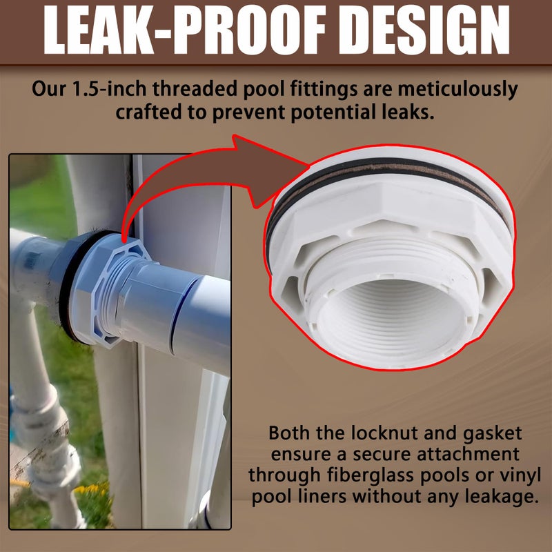 TonGass (1-Pack) 1 1/2"" Above Ground Pool Inlet Return Fitting with Locknut Gasket Famale Inlet Pipe (FIP) Thread Exact Replacement for Hayward SP1023 Swimming Pool Replacement Inlet Return Fitting - Image 5